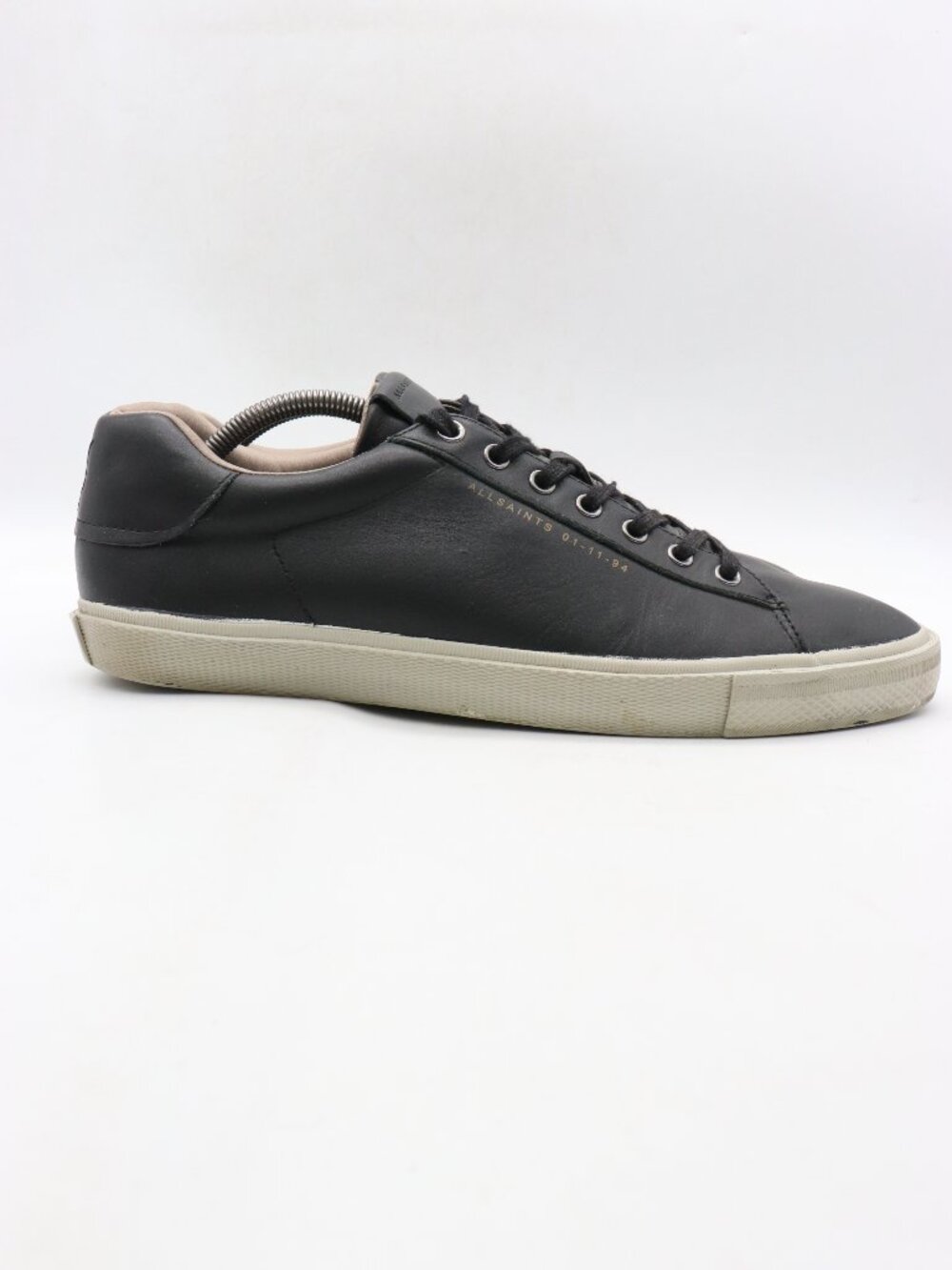 Allsaints Black Leather Men’s Size US 13 Lace Up Sneakers Casual Shoes